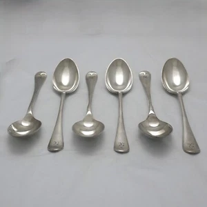 OLD ENGLISH Design Daniel & Arter Silver Service Cutlery Six Large Table Spoons - Picture 1 of 3