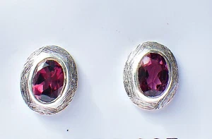 SCHMUCK-STCK OHRRINGE RODOLITH FACETTEN Silber Stecker Granat - Picture 1 of 3