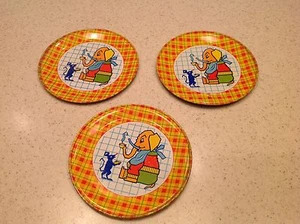 Vintage Tin Litho Tea Set Chein Dishes Elephant Mouse Party Minor Wear 3 Pieces - Foto 1 di 8