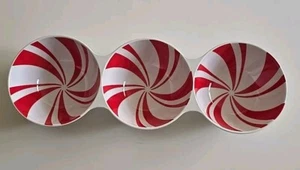3 Connected Red And White Melamine Candy Dishes Non Branded - Picture 1 of 5