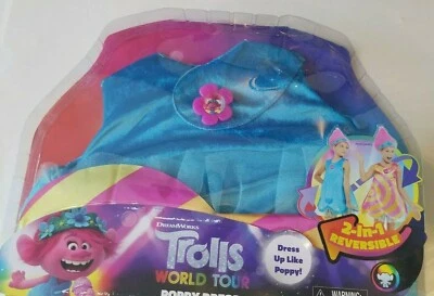 Vestido Reversible Dreamworks Trolls World Tour Amapola 2 en 1 Talla 4 - 6X Edades 3+ Foto 1 de 4