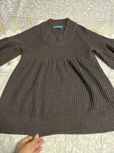 Alice + Olivia 100% Wool Brown Ribbed Sweater Dress 3/4 Sleeves Size Small? - Picture 1 of 6