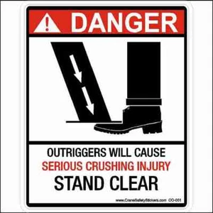 Crane Safety Sticker Outrigger Crush Safety Decal Bucket Truck - Picture 1 of 3