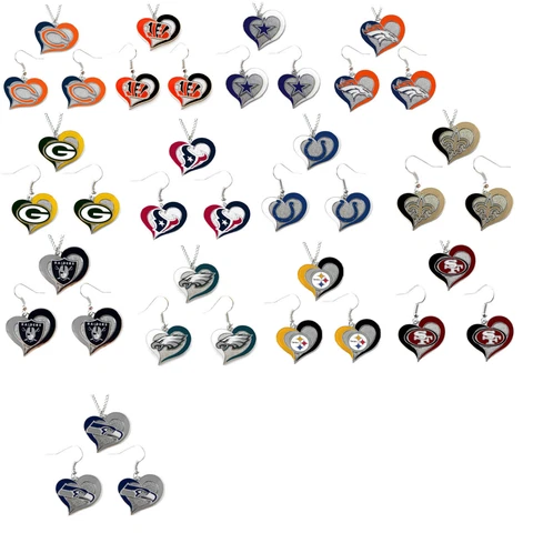 swirl heart necklace earring combo set charm NFL PICK YOUR TEAM Cover