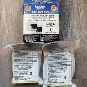 Genuine BROTHER 2-Pack LC51BK Black Ink Cartridges LC512PKS 7/22+ 9315 OEM - Picture 1 of 4