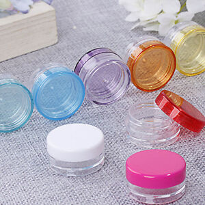 Small Plastic Cream Sample Round Bottle Jar Pot Cosmetic Container Empty EBT&S*