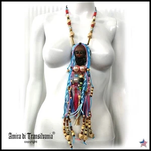 african doll fashion collier necklace pendant jewelry fringe pearl stones ethnic - Picture 1 of 24