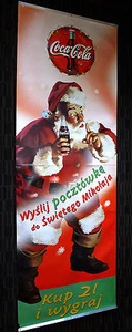 POSTER NATALE POLACCO COCA-COLA ENORME 118x40 SCRIVI UNA CARTOLINA A BABBO NATALE - Foto 1 di 5