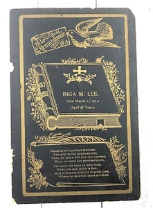 Memorial Cabinet Card Victorian Antique INGA M. LEE 1911 E.F. Schmid Chicago,IL - Picture 1 of 4