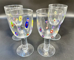 Murano Millifoire Four 7 1/4" Water Goblets Marked CL Exc Cond Free Shipping - Picture 1 of 3