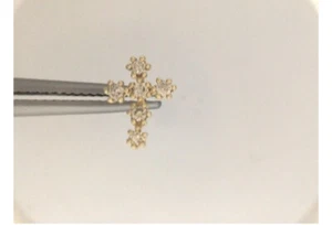 14k Gold Yellow cross Stud Earrings 6 Diamond & 14k Tash Ef g Yellow - Picture 1 of 11