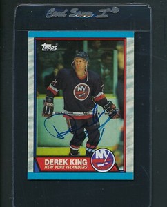 1989/90 Topps #6 Derek King Islanders Signed Auto *B1683