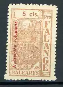 SPAIN CIVIL WAR. BALEARIC ISLANDS. 5 CTS. MLH* - Picture 1 of 1