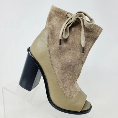 Botín Kelsi Dagger Bowie Peep Toe para mujer talla 6,5 M tacones de cuero gamuza tostado Foto 1 de 4