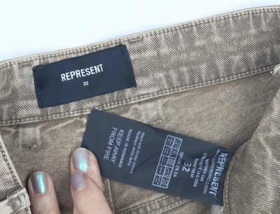 Represent Men's Beige Raw Distressed Shorts Size 32 - Image 1 of 4