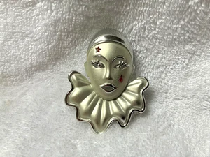 Vintage Anstecknadel/Brosche Silber Metall Clown 2 1/2" x 1 3/4" - Bild 1 von 2