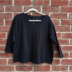 Eileen Fisher Women's $78 Organic Cotton Slub V-Neck Boxy Top small - Picture 1 of 9