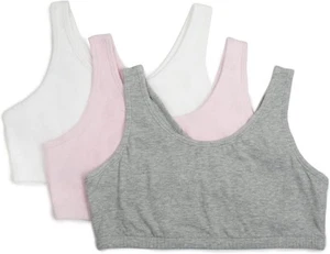 Fruit of the Loom Girls' Cotton 34, Heather Grey/Bittersweet Pink/White - Picture 1 of 5