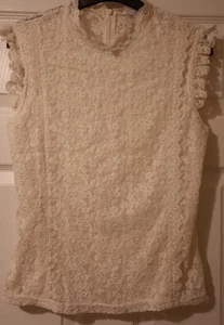 New Look Spitzenbluse Größe 12 Elfenbein - Bild 1 von 3