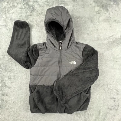 Chaqueta The North Face Niñas Mediana 10/12 Gris Negro Mossbud Remolino Con Capucha Vellón Foto 1 de 4