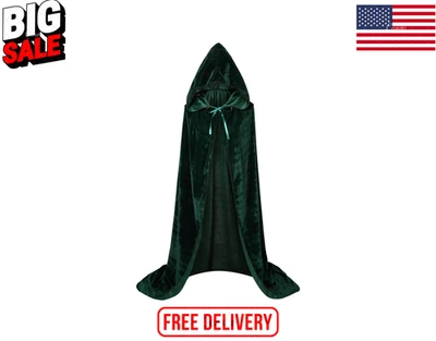 Fantasia cosplay capa com capuz bruxa Hocus Pocus para festa de Natal infantil adulta - Imagem 1 de 4