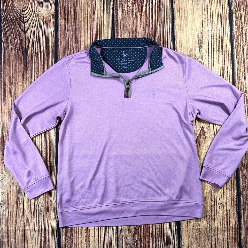 Pullover de golf Tailorbyrd para hombre 1/4 cremallera manga larga clásico modal talla mediana lila Foto 1 de 4