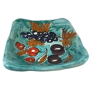 Vintage Italian 8" Bowl Hand-Painted Ceramic Fruit With Leaf Motif - Picture 1 of 5