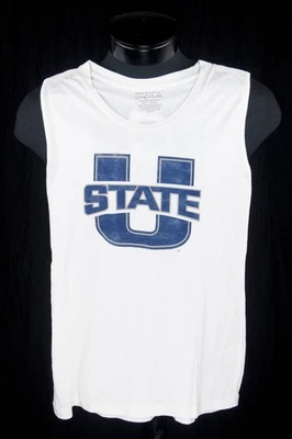 New Jansport Utah State Univ. USU Men's Medium White Muscle Tank Top Gym Shirt - Image 1 of 4