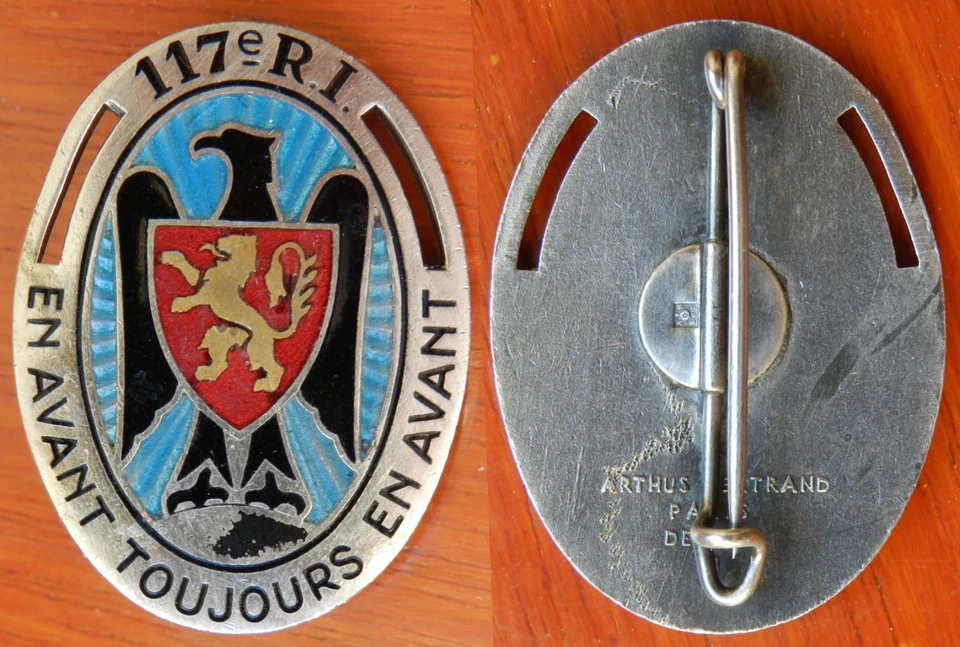 117° RI RÉGIMENT D’INFANTERIE, ÉMAIL - ABPD ARTHUS BERTRANS PARIS DÉPOSÉ - Photo 1/1