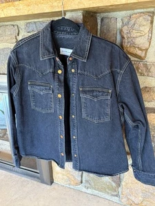 Chaqueta Camisa Western Denim Negra Slvrlake Cassidy Talla Pequeña - Imagen 1 de 5