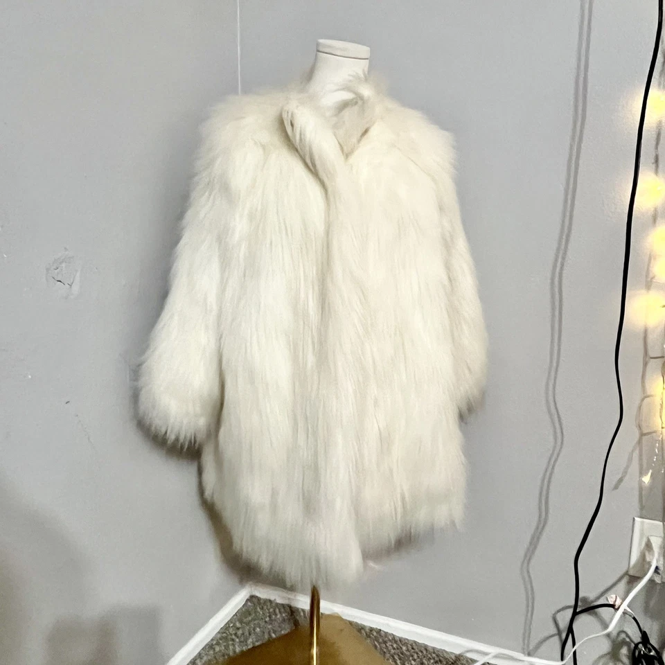 Abrigo corto vintage de piel de mohair PRADA AW07 beige para mujer talla 38 chaqueta cárdigan Foto 1 de 4