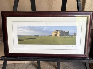 St. Andrew’s Old Course #18 Golf Stone House Verlag gerahmter Druck 27x15” Schild - Bild 1 von 8