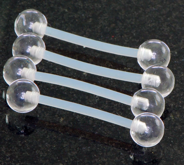Retenedores de barras de pezón Bioflex totalmente transparentes de 4 piezas 14 g 3/4" sin níquel sin metal Foto 1 de 3