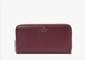 Kate Spade Lena Large Continental Wallet Leather Cherrywood NWT - Picture 1 of 3