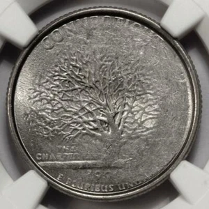 1999 NGC Major Struck Thru Obverse And Reverse Connecticut Quarter Mint Error - Picture 1 of 4