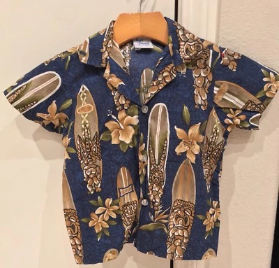 Camisa Hawaiana Original Manga Corta Botón Hecha en Hawaii Juvenil Talla 4 Foto 1 de 4