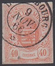LUSSENBURGO 1859 stemma, 40 C. arancio vermiglio 1463/3