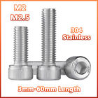 M2 Socket Cap Head Screws Allen Bolts Nut Assortment A2 Stainless Steel 3Mm-60Mm