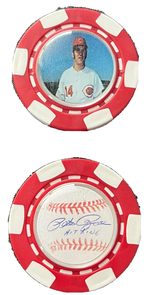 * Новый бейсбол красный легенда Пит Роуз Hit King * подписанный * чип мяч маркер сувенир - Изображение 1 из 2