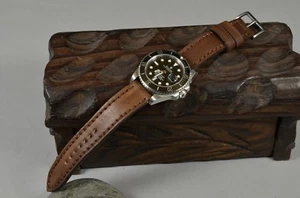 UHRENARMBAND 22 20 18 MM OIL BROWN IV ECHT LEDER BRAUN FÜR ROLEX ETC MA STRAP - Bild 1 von 12