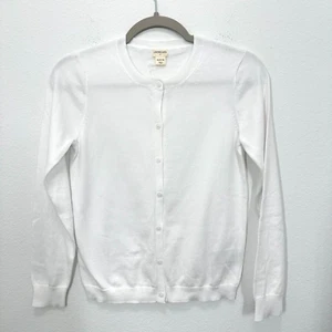 J. Crew Crewcuts Girls Cardigan Size XL 12-14 Crisp Bright White Cotton Summer - Picture 1 of 5