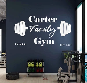 PERSONALISED home family gym weights fitness business wall sticker vinyl decal - Picture 1 of 3