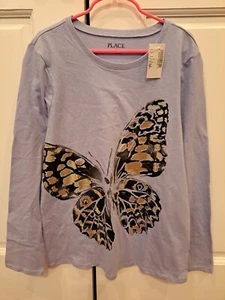 Children's Place Girl's Lilac Shirt NWT Size 14 Butterfly - Picture 1 of 2