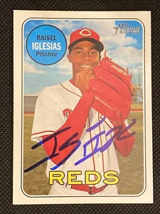 Raisel Iglesias Reds Signed Auto Autographed 2018 Topps Heritage Card #280 ~ COA - Picture 1 of 5