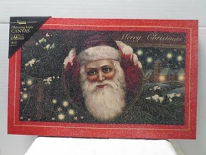 LIGHTED SANTA PICTURE BY RADIANCE LIGHTED CANVAS GLITTER-16" X 10" - Picture 1 of 4