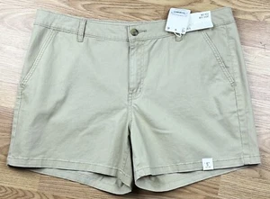 ANA Women's Plus Size 16 Mid-Rise Midi Short Flat Front 5" Shorts Khaki NEW - Picture 1 of 9