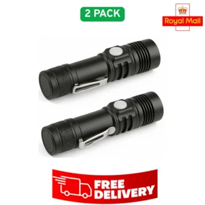 2 Pack USB Rechargeable Led Water Proof Flashlight with 4 Modes, Super Bright - Picture 1 of 8