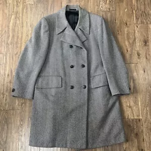 Vtg GEOFFREY BEENE DOUBLE BREASTED POLO COAT Herringbone - Picture 1 of 18