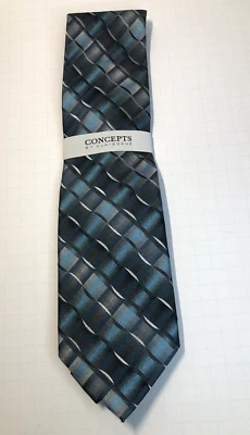 Concepts by Clairborne мужской галстук синий зеленый геометрический - новый с ярлыками - Изображение 1 из 4