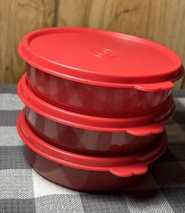 Tupperware Red Sparkle Medium Wonder Bowls Be-Dazzled 1 1/2 Cup New Set Of 3 - Picture 1 of 1